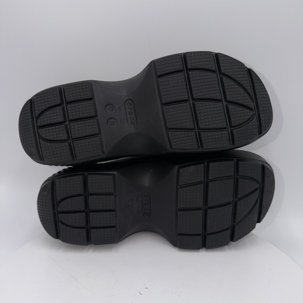 Crocs Stomp Penny Loafers Slides Mules Black Chunky Platform Sandals Shoes W 9 - Picture 7 of 8